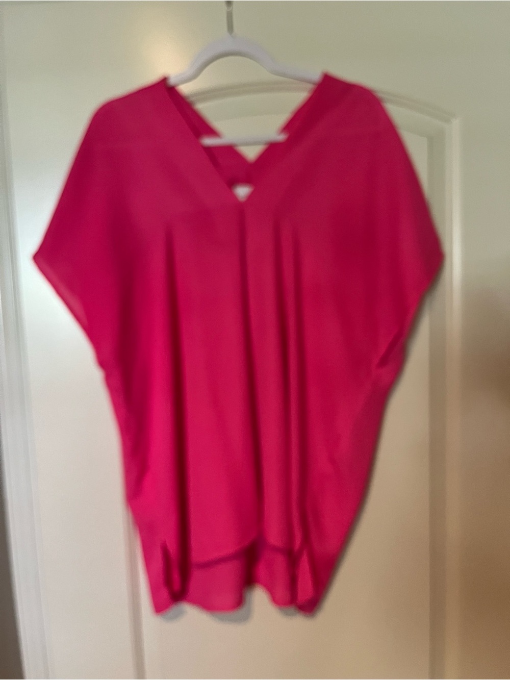 Adrienne Vibrant Hot Pink V-Neck Tunic